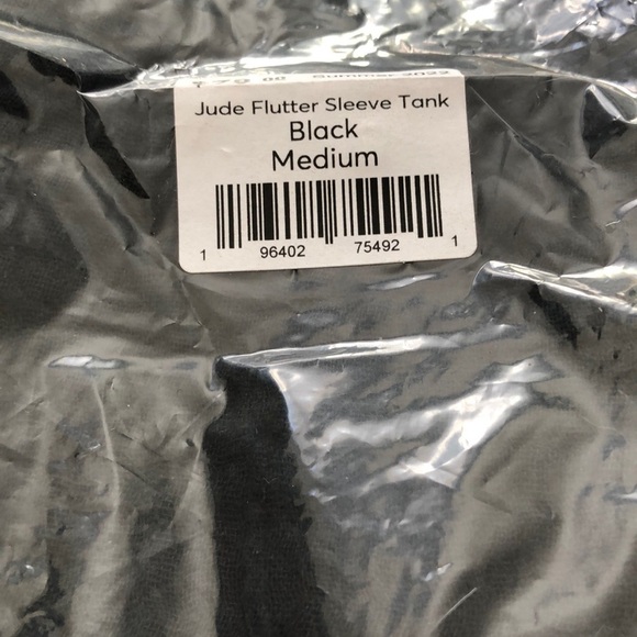 Marine Layer Jude Tank Top Ruffle Flutter Sleeve Crinkled Cotton Black NWT M - Picture 6 of 8